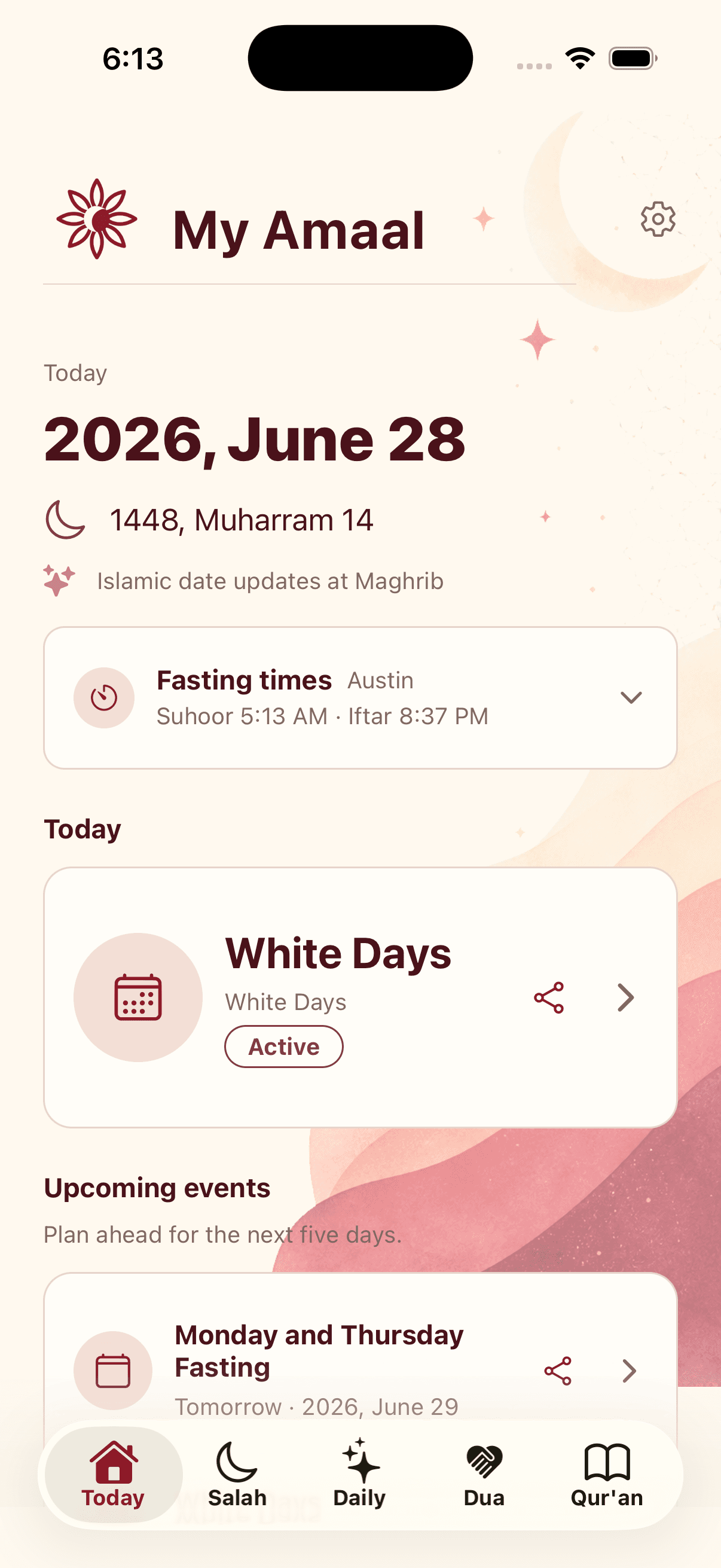 My Amaal Today screen